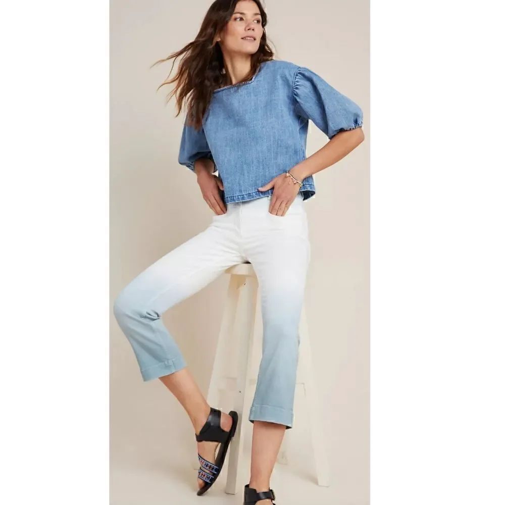 NWT 27 ANTHROPOLOGIE ULTRA HIGH RISE DIP DYE JEANS